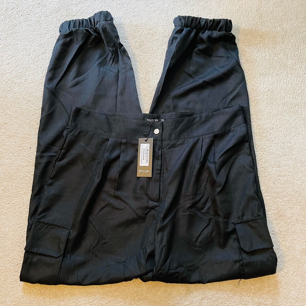 Nasty Gal Black Cargo Joggers
